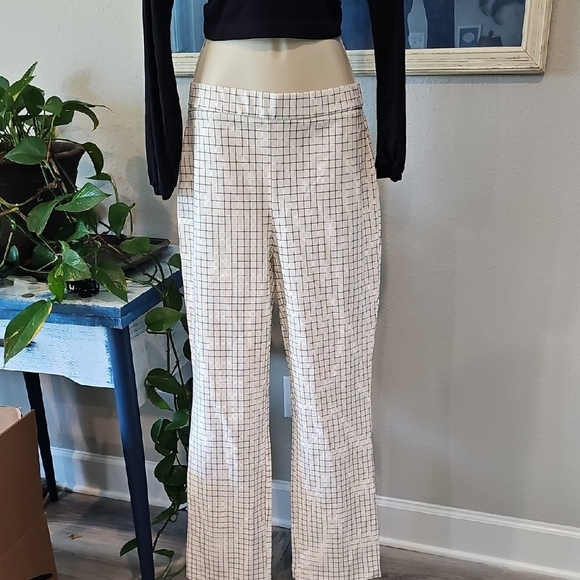 Massimo Fabbro Italy Cream Plaid Women's Pants - Picture 1 of 2